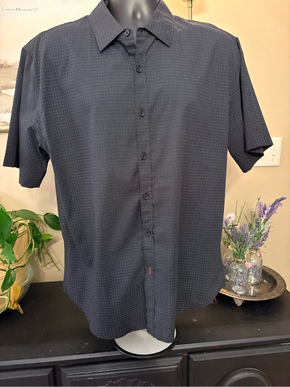 Beverly Hills Polo Club Navy Short Sleeve Button-Down Shirt